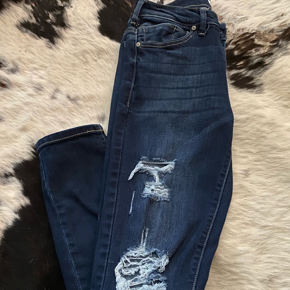 High rise distressed kancan skinny jeans